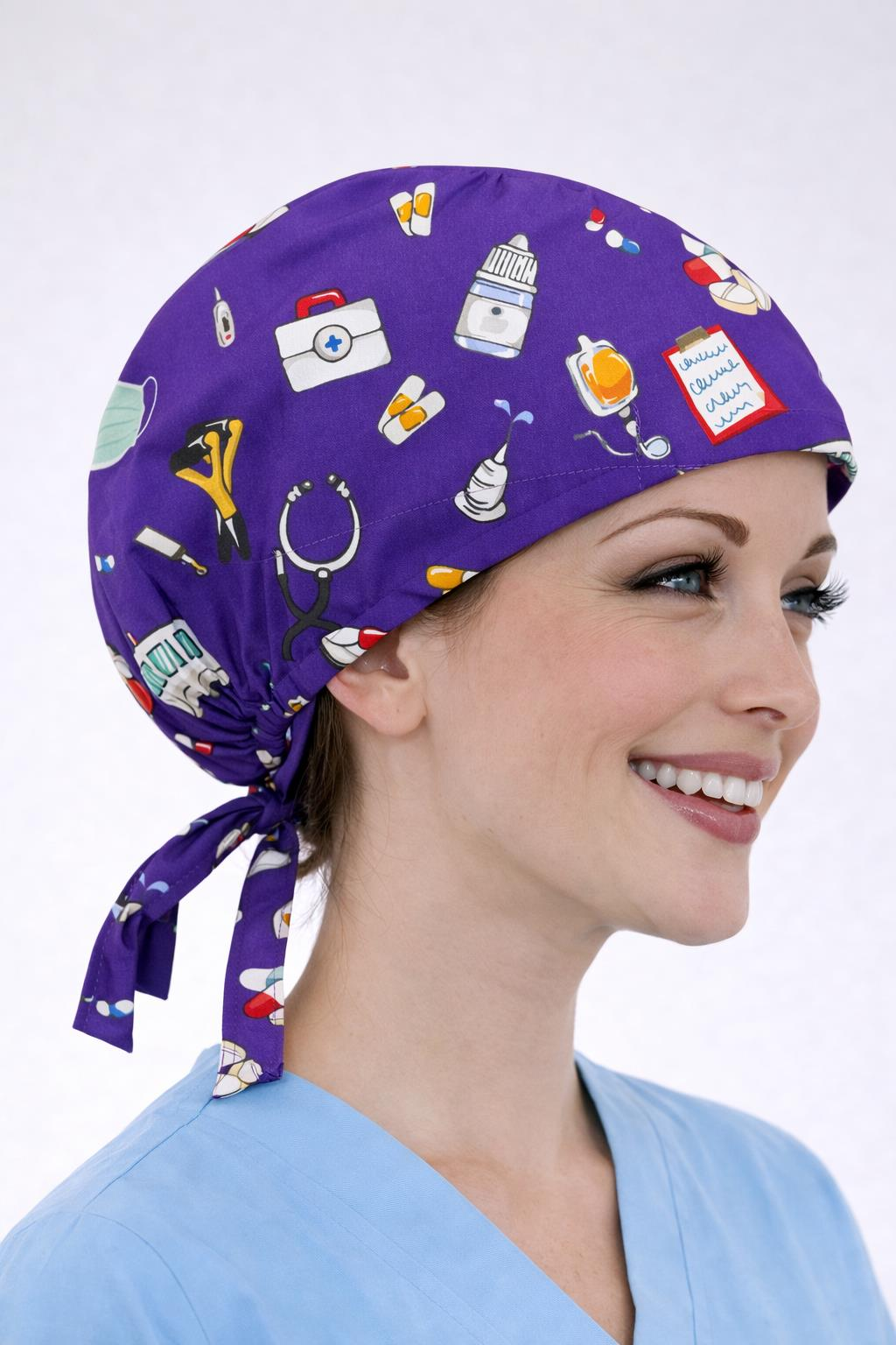 Cerrahi Bone Medikal Doktor Hemşire Hastane Bonesi Unisex -Mor Maske