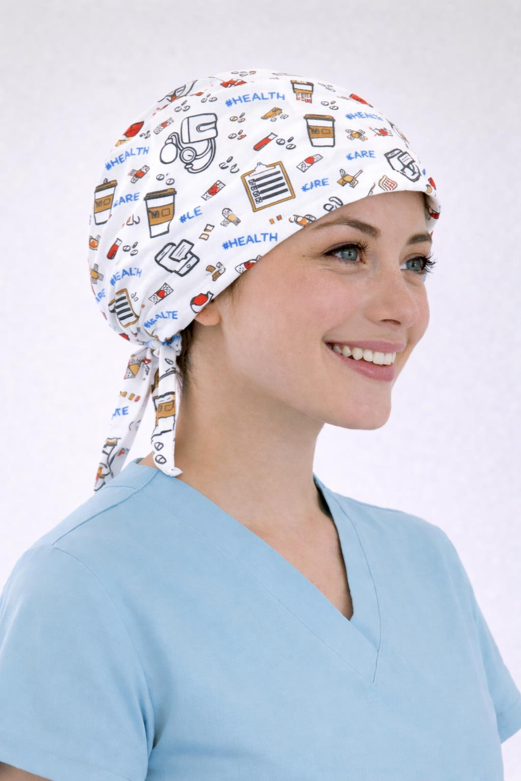 Cerrahi Bone Medikal Doktor Hemşire Hastane Bonesi Unisex -Beyaz Makas