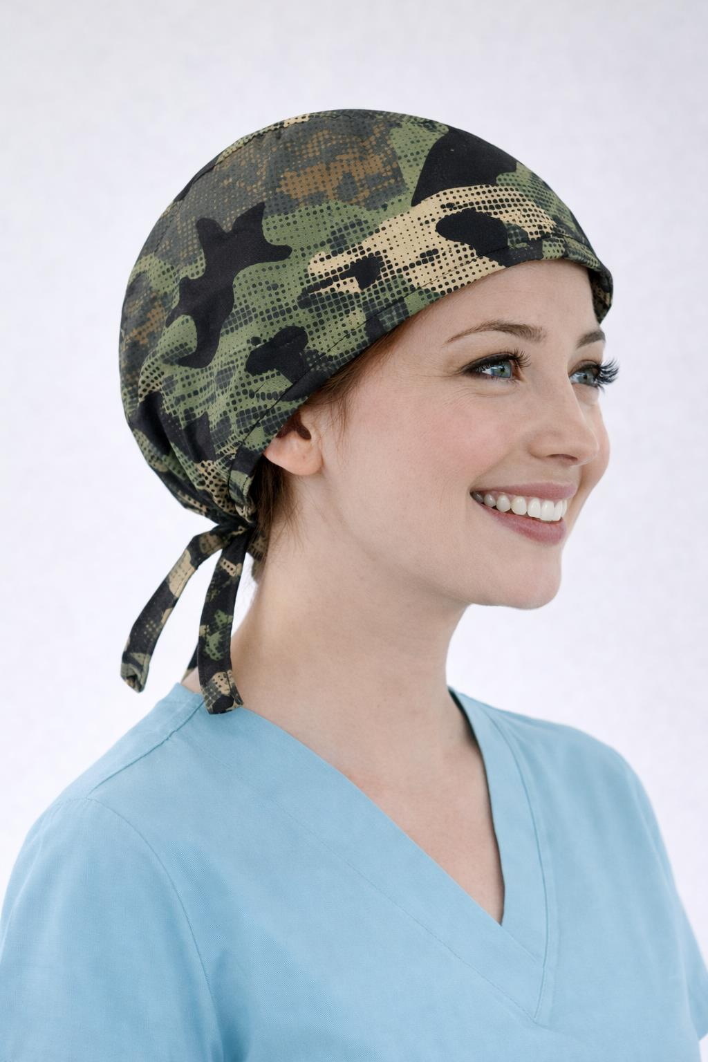 Cerrahi Bone Medikal Doktor Hemşire Hastane Bonesi Unisex -Yeşil Kamuflaj Desen