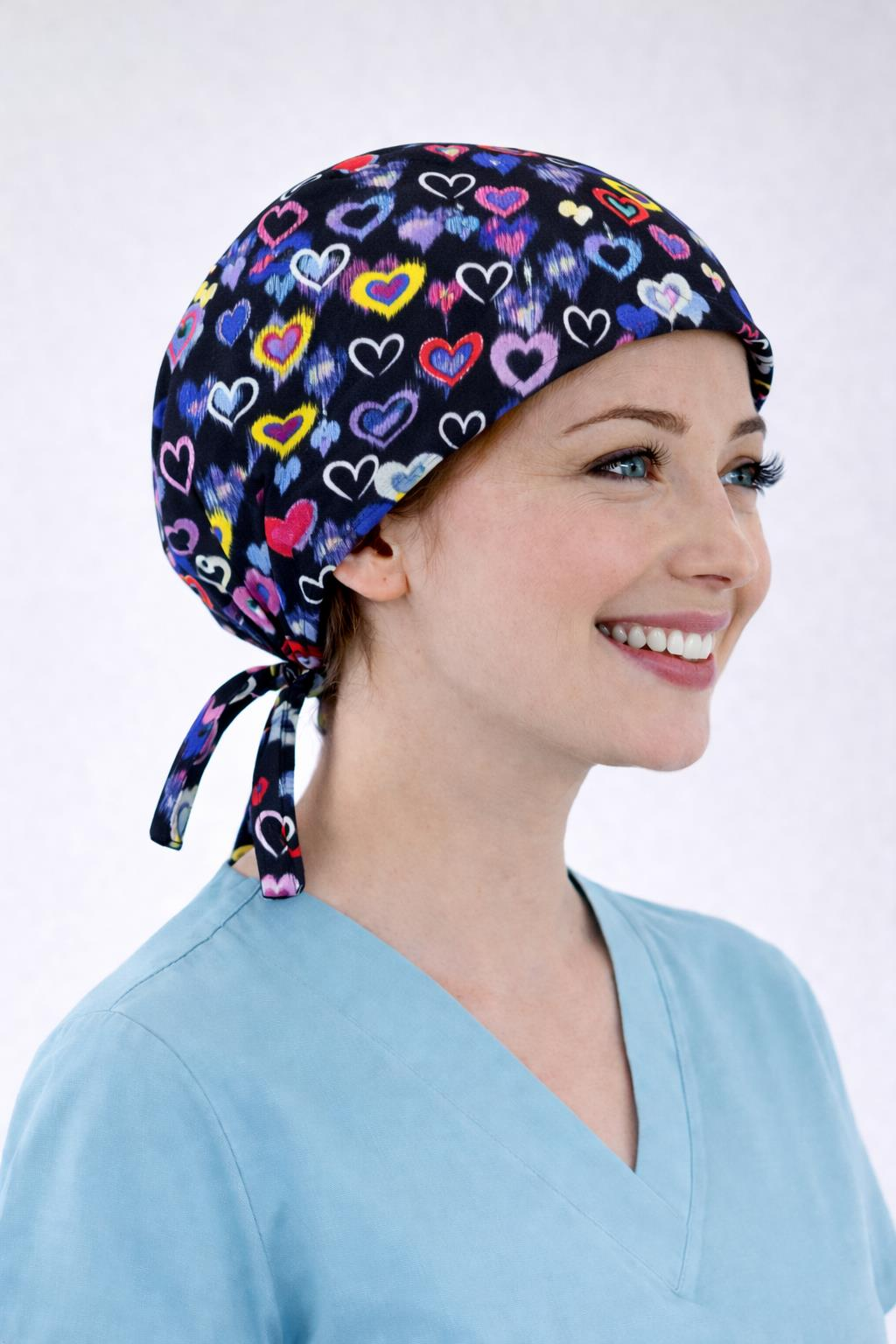 Cerrahi Bone Medikal Doktor Hemşire Hastane Bonesi Unisex -Lacivert Kalp Desen