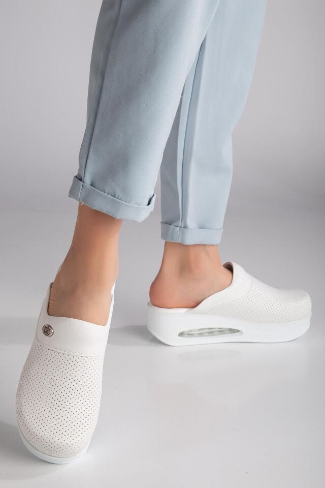 Air Taban Doktor Hemşire Hastane Aşçı Terliği 901 Beyaz