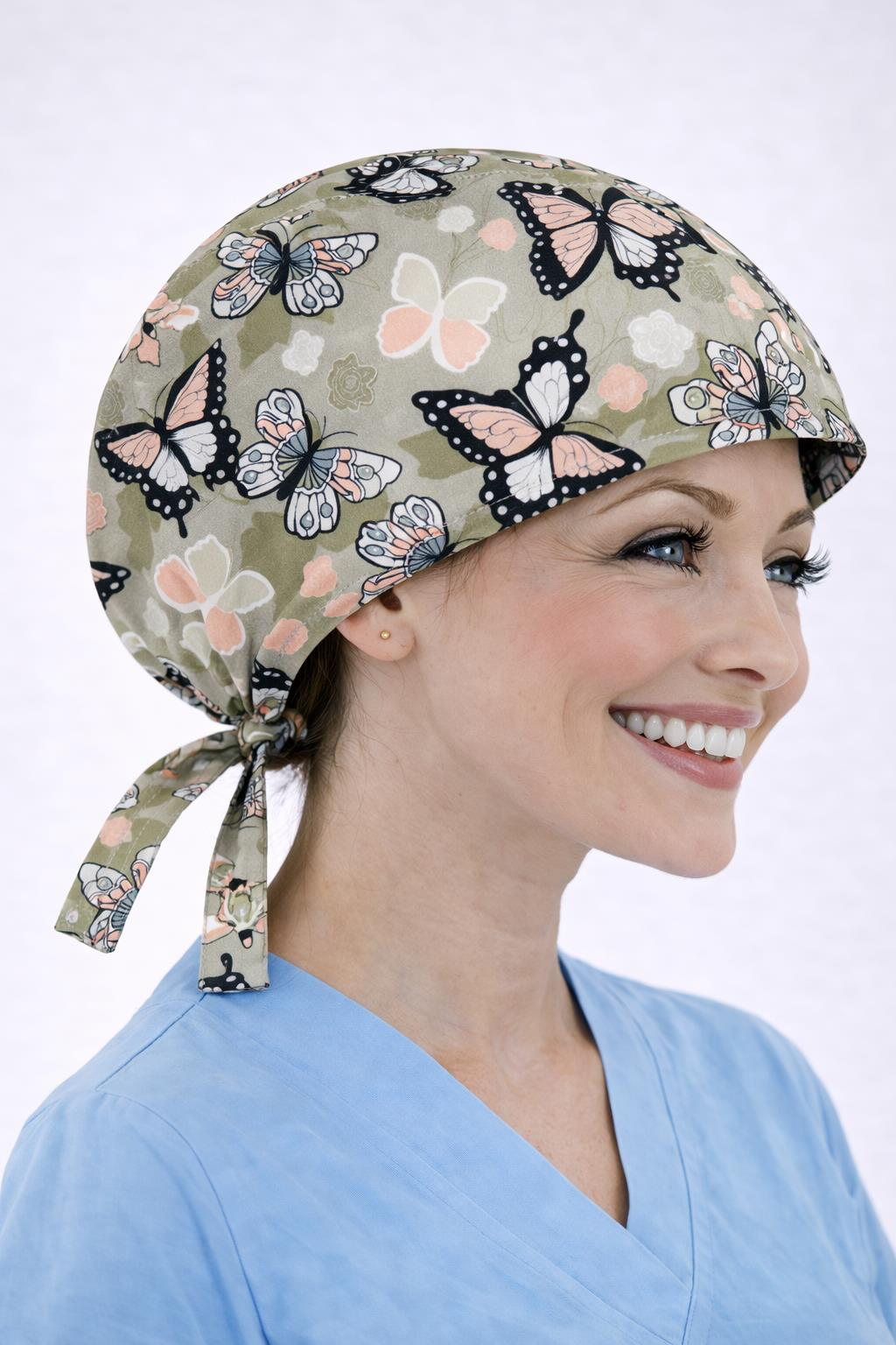 Cerrahi Bone Medikal Doktor Hemşire Hastane Bonesi Unisex -Kelebek Desen