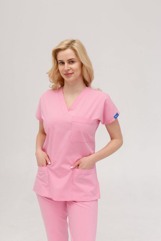 Kadın Likralı Yarasa Kol Hemşire Doktor Takım Pembe