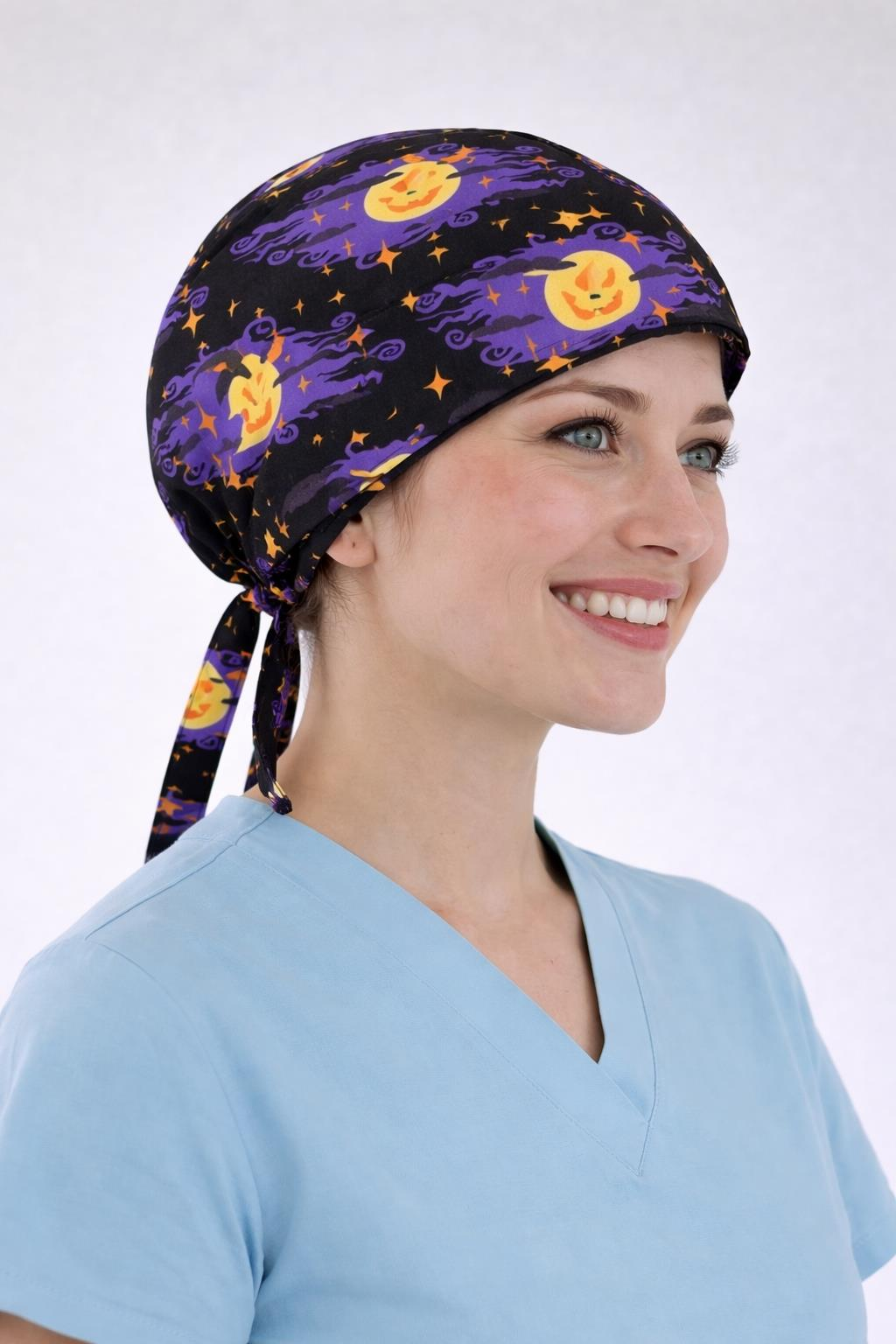 Cerrahi Bone Medikal Doktor Hemşire Hastane Bonesi Unisex -Bal Kabağı Desen