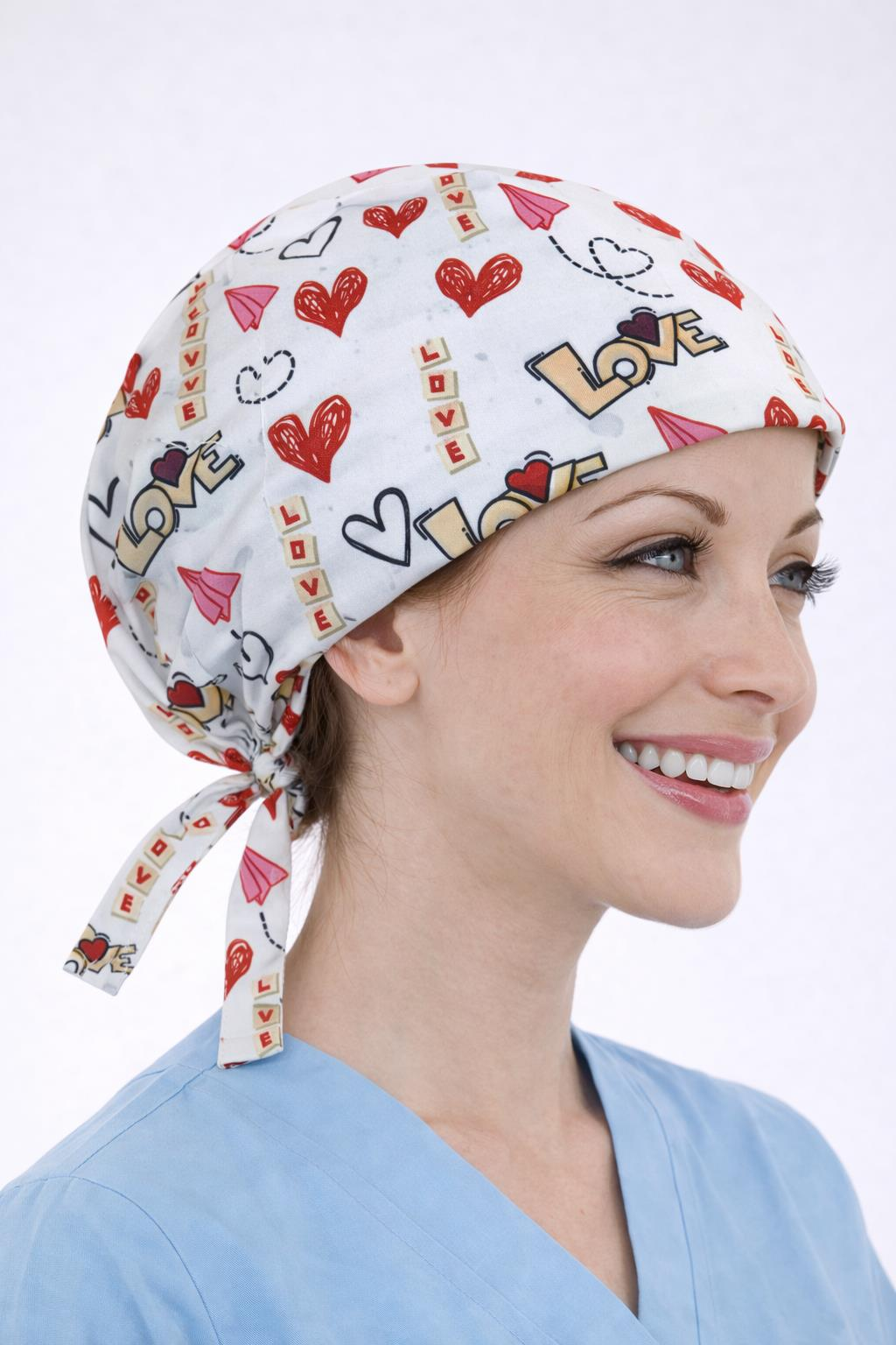 Cerrahi Bone Medikal Doktor Hemşire Hastane Bonesi Unisex -Love Desen