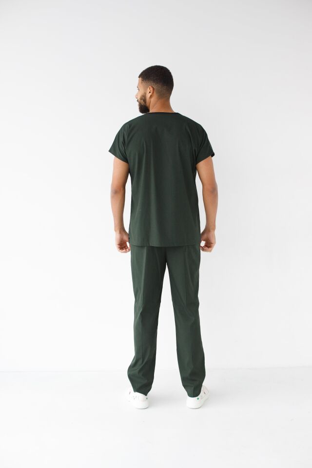 Erkek Likralı Yarasa Kol Hemşire Doktor Takım Avcı Yeşili