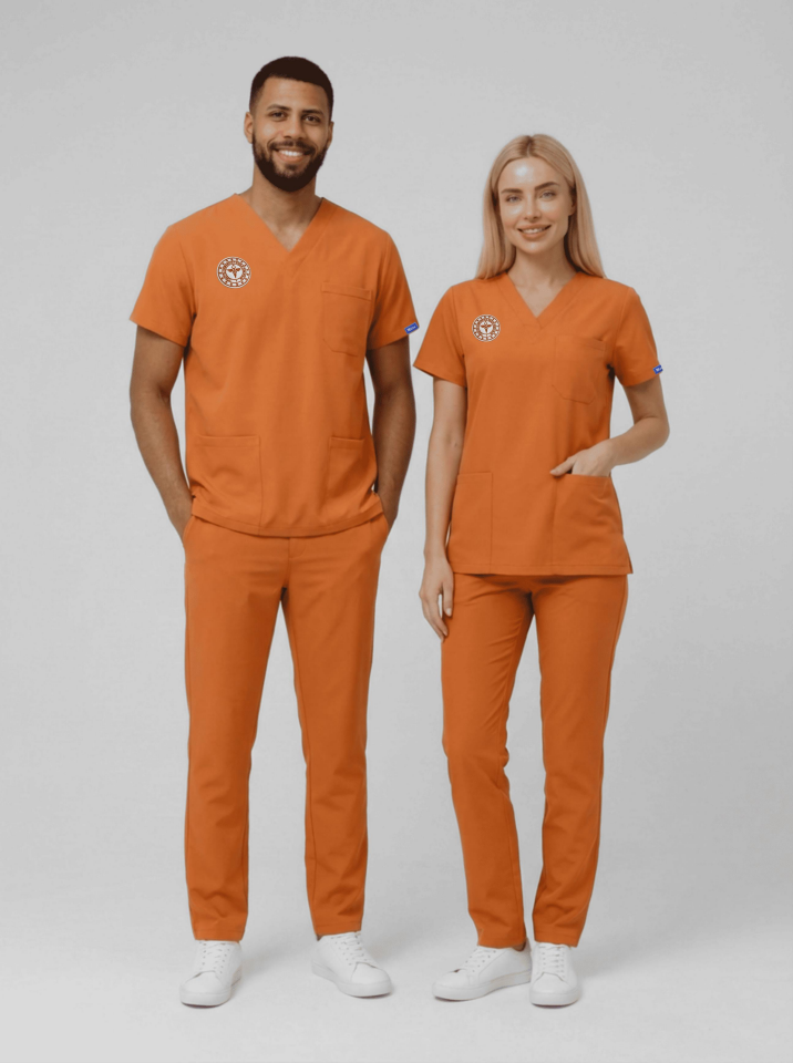 Klinik Destek Forması | Yönetmeliğe Uygun Orange Ochre (Turuncu) Üniformalar Unisex