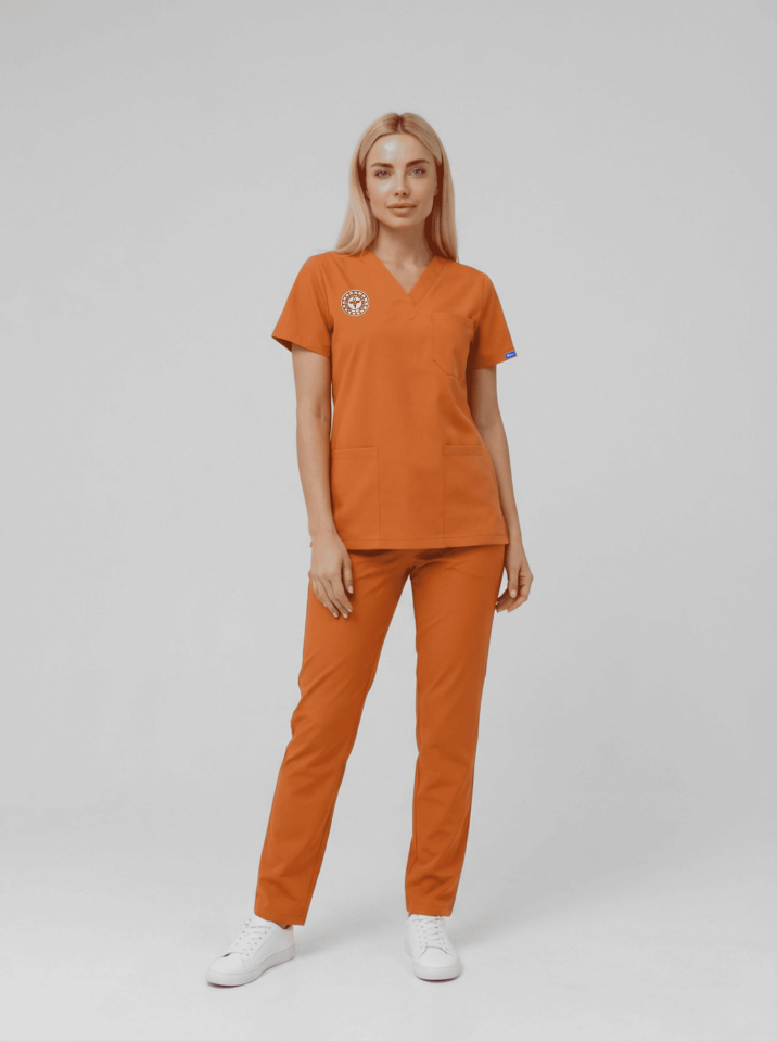 Klinik Destek Forması | Yönetmeliğe Uygun Orange Ochre (Turuncu) Üniformalar Unisex