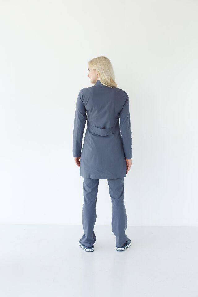 Kadın Likralı Tesettür Cerrahi Hemşire Doktor Takım Gri