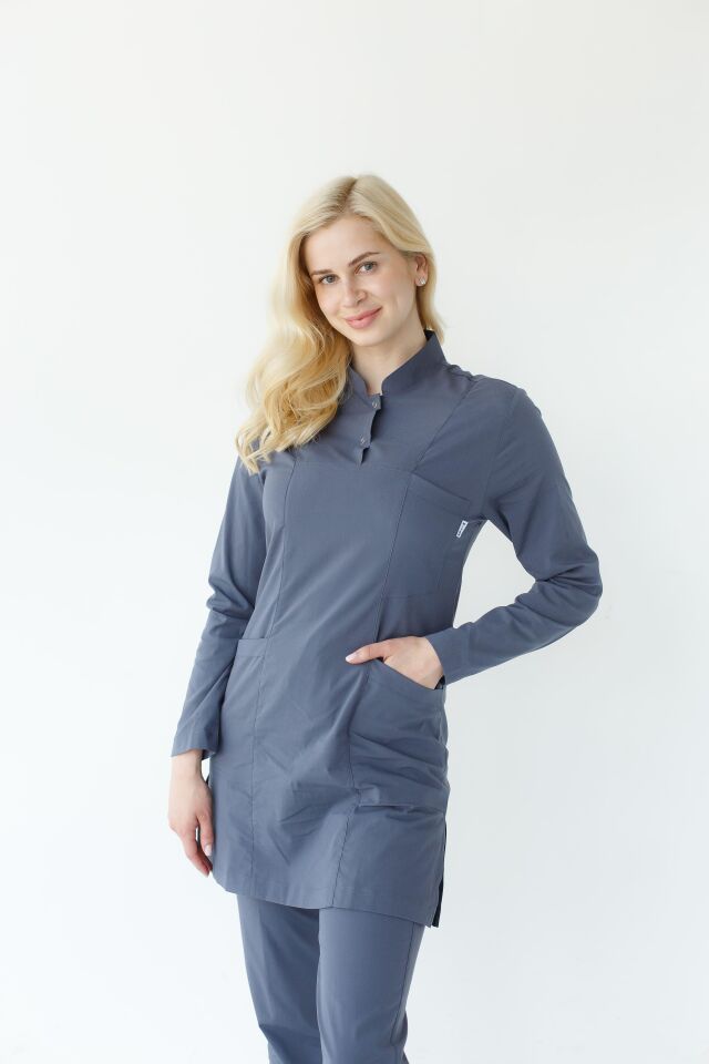 Kadın Likralı Tesettür Cerrahi Hemşire Doktor Takım Gri