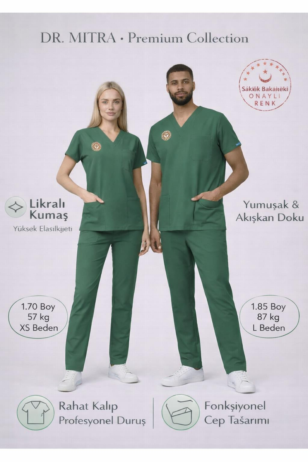 Ameliyathane Forması | Yönetmeliğe Uygun Frosty Spruce (Yeşil) Üniformalar Unisex