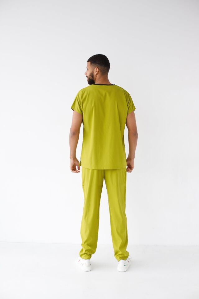 Erkek Likralı Yarasa Kol Hemşire Doktor Takım Ceviz Yeşili