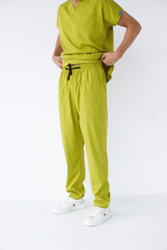 Erkek Likralı Yarasa Kol Hemşire Doktor Takım Ceviz Yeşili