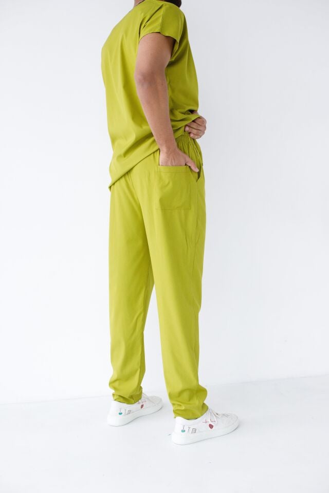 Erkek Likralı Yarasa Kol Hemşire Doktor Takım Ceviz Yeşili