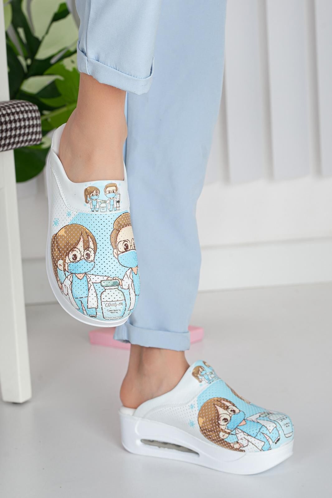 Air Taban Doktor Hemşire Hastane Aşçı Terliği Desenli 436