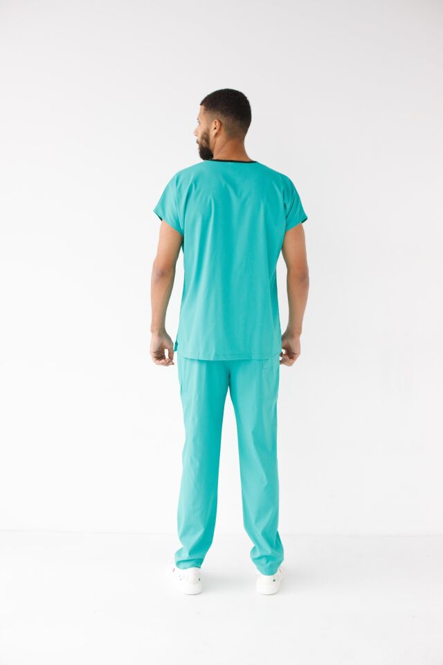 Erkek Likralı Yarasa Kol Hemşire Doktor Takım Benetton Yeşili