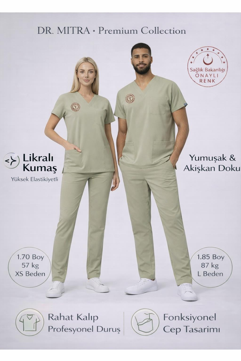 Teknisyen – Tekniker – Tıbbi Sekreter Forması  | Yönetmeliğe Uygun Bermuda (Yeşil) Üniformalar Unisex