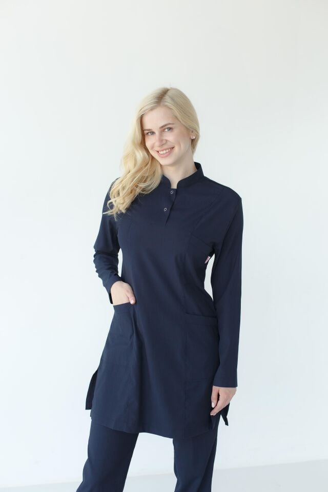 Kadın Likralı Tesettür Cerrahi Hemşire Doktor Takım Lacivert